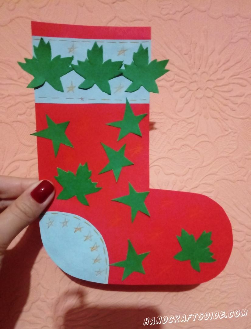 рождественский носок из бумаги своими руками