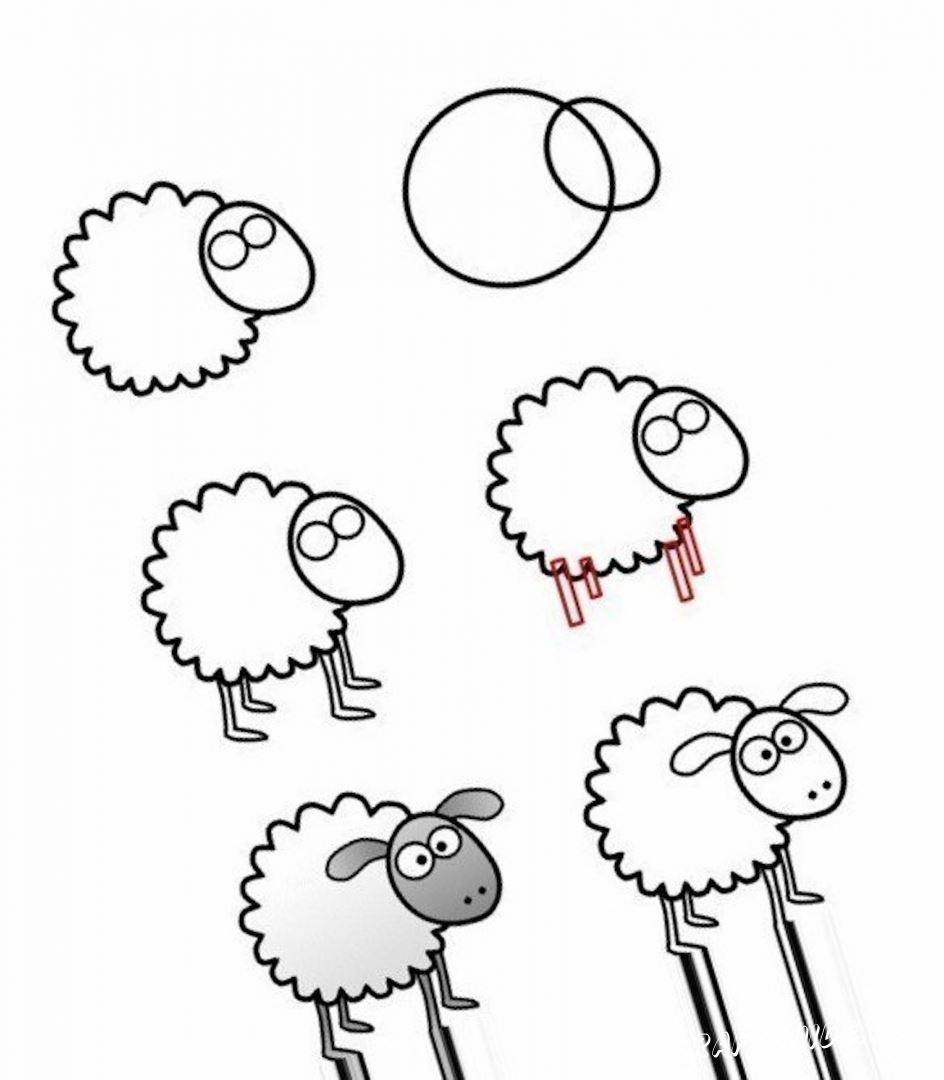 простой рисунок овечки 