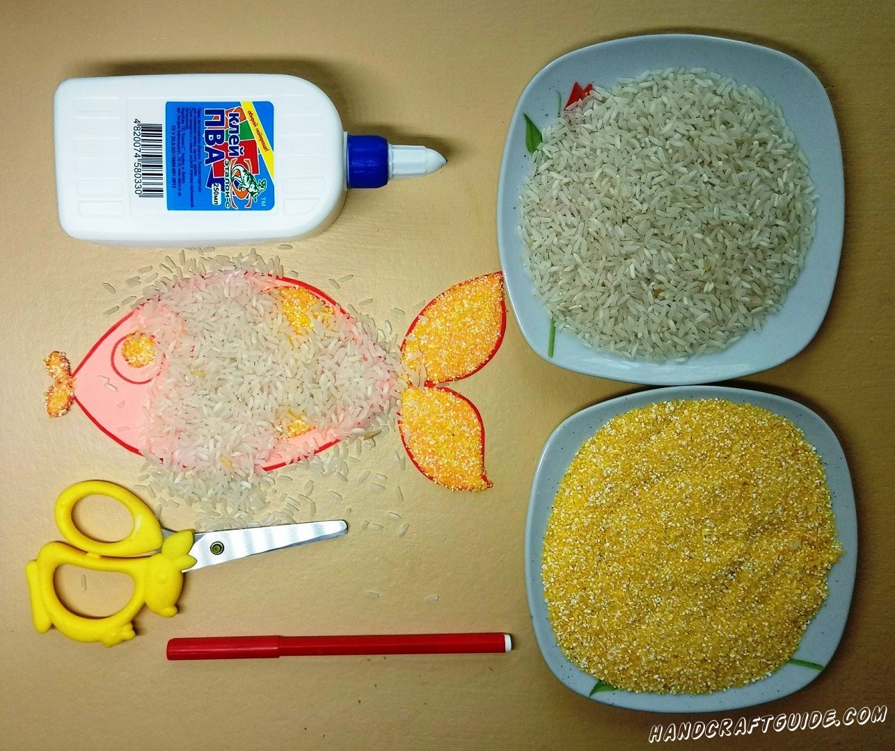 рыба из риса и пшена для детей своими руками