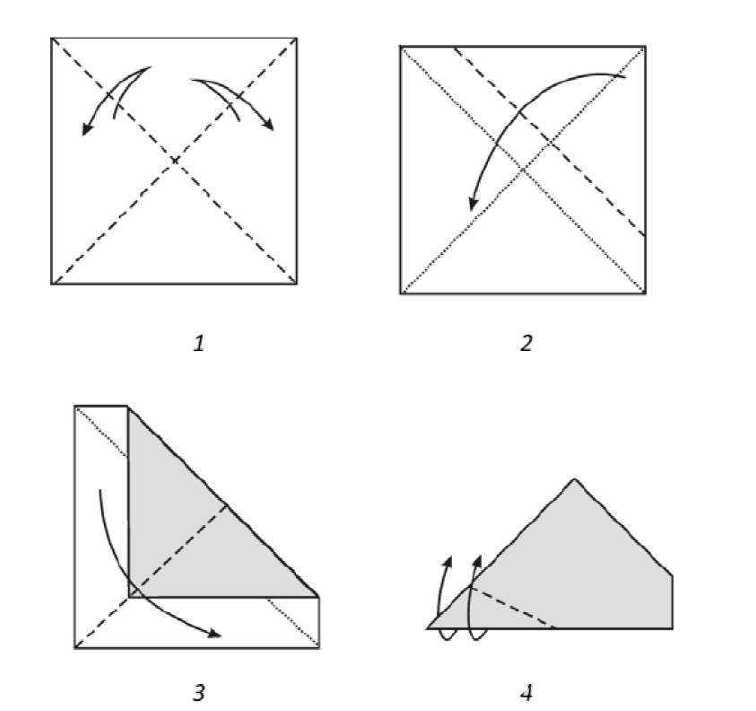 Fold the square of the two diagonals.