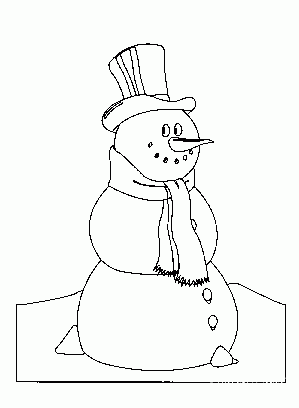 раскраска для детей снеговик