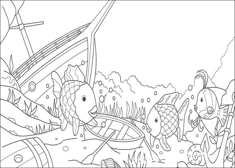 Rainbow Fish - Coloring Pages, Cartoons, for 4 years kids | HandCraftGuide