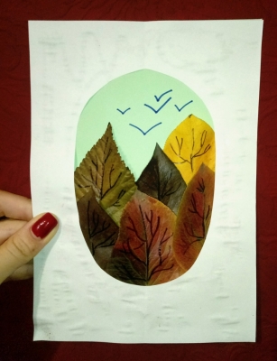 аппликация из осенних листьев для детей 1 класс